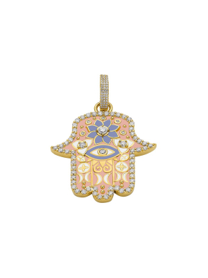 Medium Hamsa Pendant - Pink