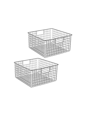 Mdesign Bath Metal Storage Organizer Basket, 2 Pack