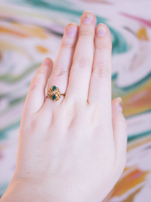 Emerald Green Pear Shaped Crystal Cocktail Ring