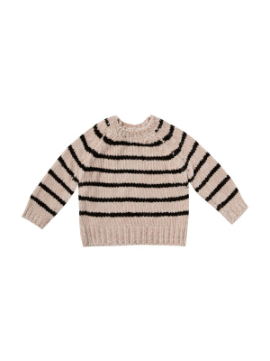 Rylee + Cru Striped Chenille Sweater - Oat