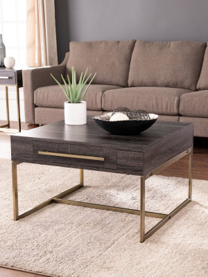 Frondi Square Cocktail Table Black Oak/antique Brass - Aiden Lane