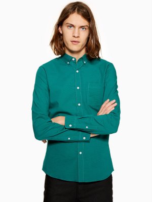 Teal Stretch Skinny Oxford Shirt