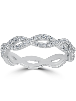 Pompeii3 3/8 Cttw Diamond Infinity Eternity Wedding Ring Stackable Band 14k White Gold