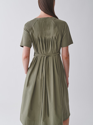 Cotton Dress With Pleated Detail