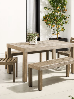 Portside Outdoor 58.5" Dining Table, 2 Benches & 2 Solid Wood Chairs Set