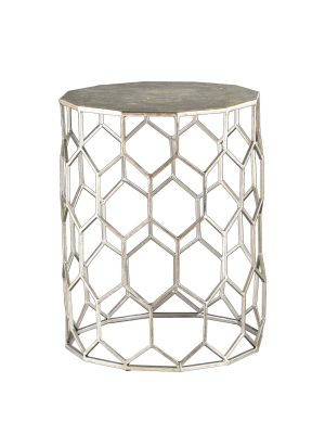 Carmen Metal Accent Table - Antique Silver - Aiden Lane