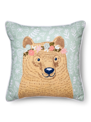 16"x16" Flower Bear Throw Pillow - Pillowfort™