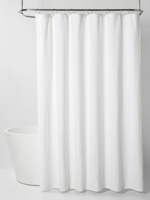 Washed Damask Matelasse Shower Curtain White - Threshold™