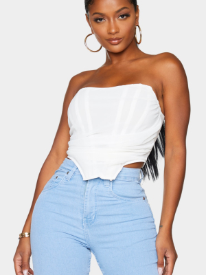 Shape White Chiffon Ruched Corset Crop Top