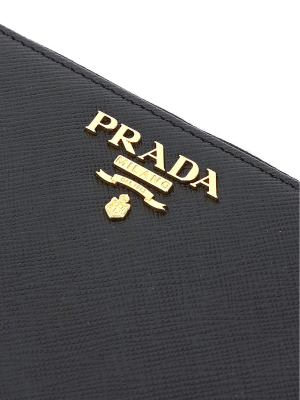 Prada Logo Plaque Zip-around Wallet