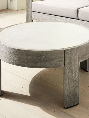 Portside Outdoor Round Concrete Coffee Table - Weathered Gray