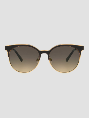 Women's Cateye Retro Browline Sunglasses - A New Day™ Black/gold