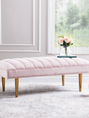 Blair Channel Tufted Velvet Bench Blush - Abbyson Living