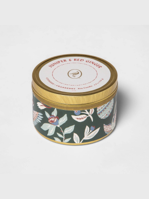 4.8oz Lidded Tin Jar Juniper And Red Ginger Candle - Opalhouse™