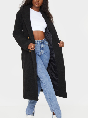 Tall Black Borg Hooded Midi Coat