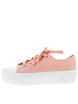 Heys3 Blush Round Toe Lace Up Platform Sneaker Flat