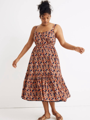 Madewell X Banjanan Tank Ruffle-hem Midi Dress In Floral Paisley