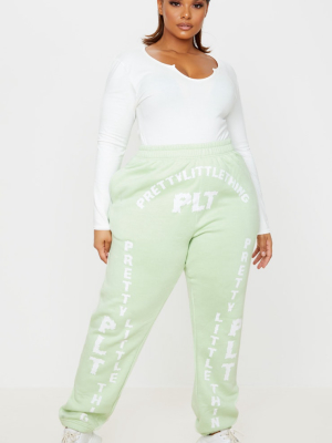 Prettylittlething Plus Mint Green Slogan...