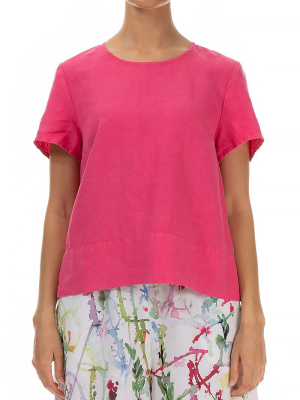 Minimalist Hot Pink Linen Blouse