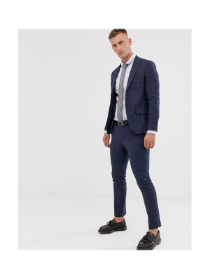 Moss London Suit In Blue Check