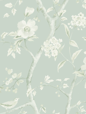 Southport Floral Trail Wallpaper In Seaglass And Ivory From The Luxe Retreat Collection By Seabrook Wallcoverings