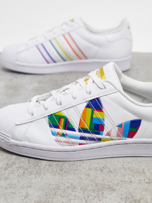 Adidas Originals Pride Superstar Sneakers In White
