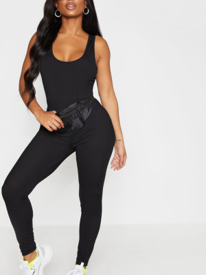 Shape Black Ribbed Scoop Neck Jumpsuit