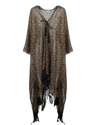 Saint Laurent Leopard Print Kaftan Poncho