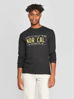 Men's Long Sleeve Crewneck Nor Cal Graphic T-shirt - Modern Lux Black