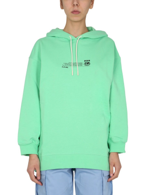 Msgm Logo Print Hoodie