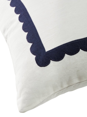 Scallop Trim Pillow In Navy