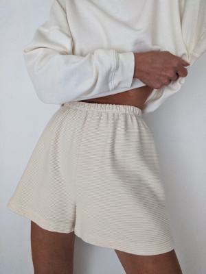 Na Nin Chloe Rippled Cotton Shorts / Available In Cream & Faded Black