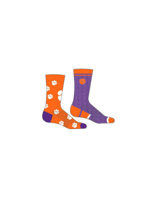 Ncaa Clemson Tigers Men's Crew Socks 2pk Gift Box - 10-13