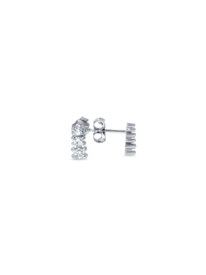 Pompeii3 1/4ct Three Stone Diamond Earrings 14k White Gold