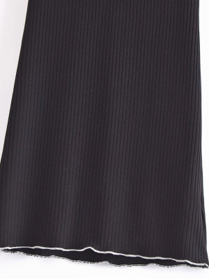 'gloria' Contrast Line Ribbed Dress (2 Colors)