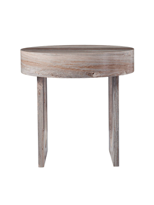 Loxdid Round Faux Marble End Table Brown - Aiden Lane