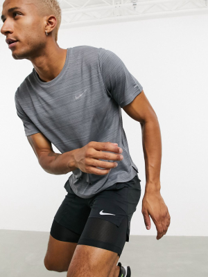 Nike Running Miler T-shirt In Gray