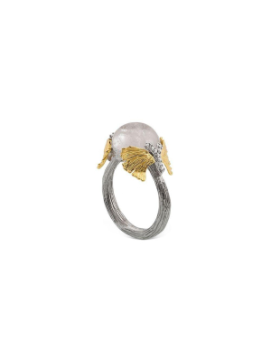 Butterfly Ginkgo Ring With Moonstone And Diamonds