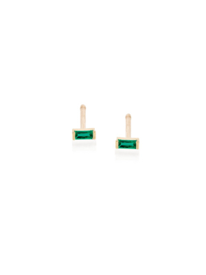 14k Emerald Baguette Studs | May Birthstone