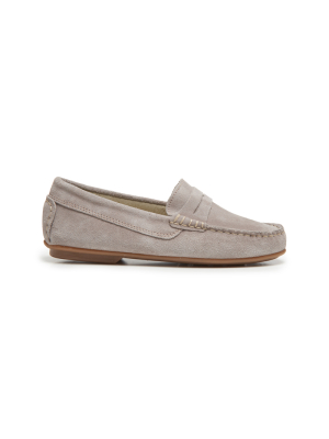 Suede Penny Loafers In Grey