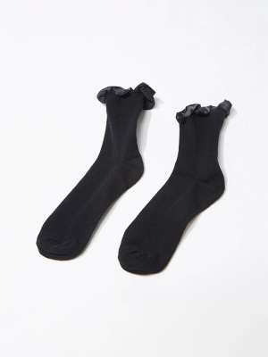 Ruffle-trim Crew Socks