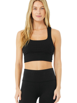 Alosoft Ribbed Chic Bra Tank - Black