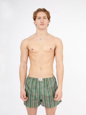 Pencil Stripe Woven Boxers Green