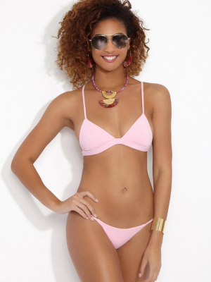 Sienna Triangle Bralette Bikini Top - Strawberry Milkshake Pink