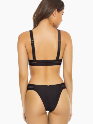 Stitched Tab Teeny Bikini Bottom - Black