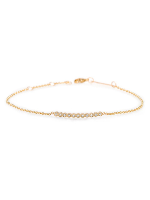 14k Tiny Bezel Diamond Bar Bracelet