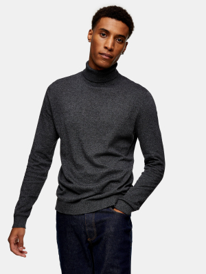 Considered Charcoal Gray Marl Essential Roll Knitted Sweater