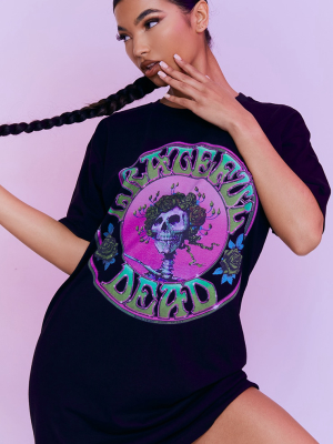 Black Grateful Dead Slogan T Shirt Dress