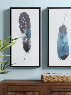 (set Of 2) 12" X 24" Feather Stack Framed Canvas - Threshold™