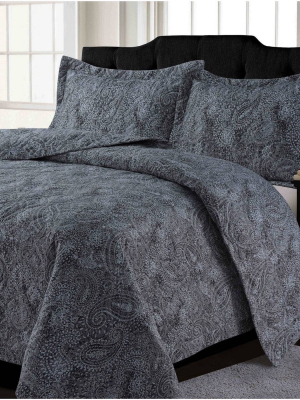 Lyon Paisley Oversized Quilt Set - Tribeca Living